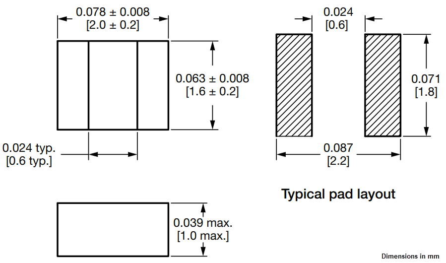 Mechanical Drawing - Vishay / Dale IHLL-0806AZ-1Z  Power Inductors